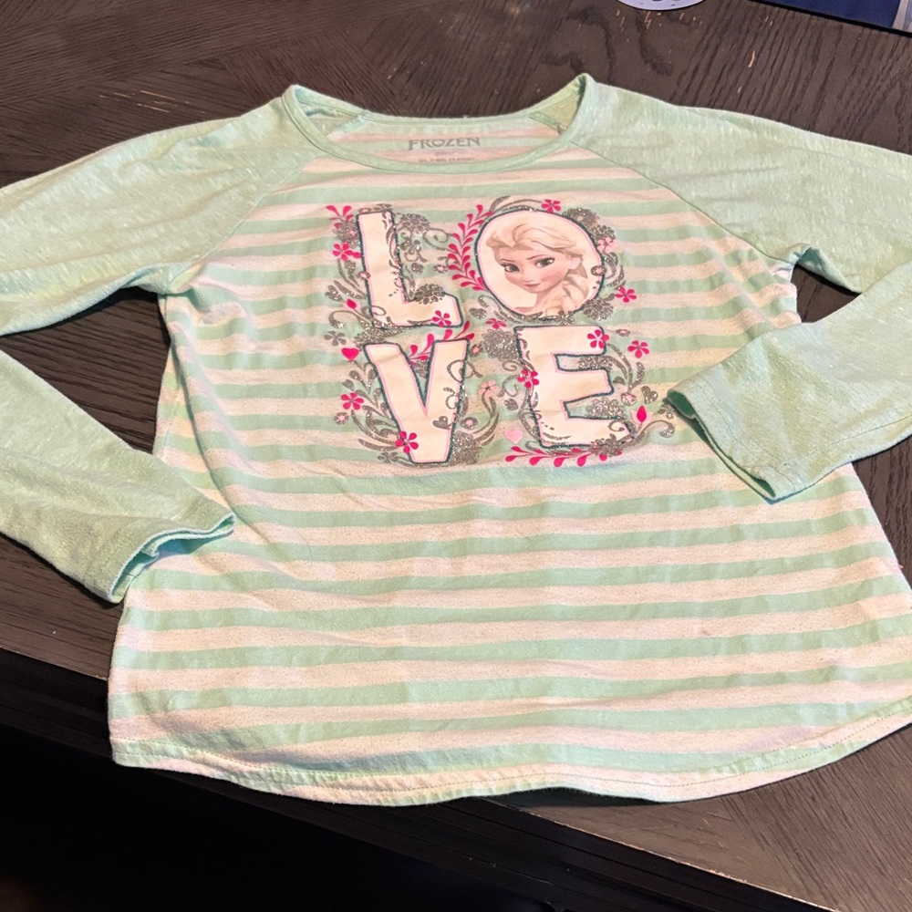 Disney Frozen Elsa Mint and White Long Sleeve Tee